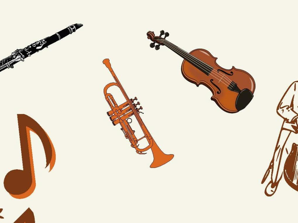gezeichnete Musikinstrumente